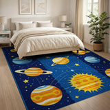 Kids Cartoon Solar System Kids Cartoon Area Rug