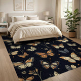 Orange Monarch Butterfly Floral Area Rug