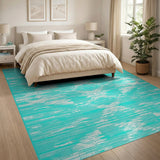 Teal Geometric Woven Area Rug