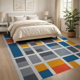 Multi-Color Geometric Block Area Rug
