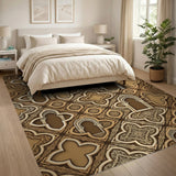 Gold Ornate Arch Moroccan Area Rug