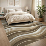 Beige Cascading Waves Abstract Area Rug