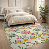 Whimsical Pink Purple Yellow Floral Vine Rug