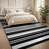 Geometric Modern Striped Bold Black White Striped Geometric Rug