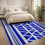 Bold Blue Tribal Geometric Area Rug