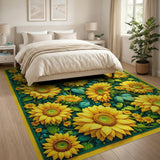 Yellow Vibrant Sunflower Field Area Rug