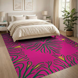 Vibrant Pink Abstract Swirl Area Rug