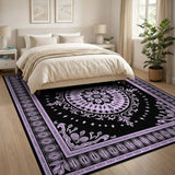 Purple Purple Ornate Medallion Area Rug