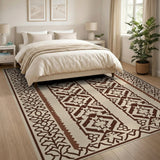 Brown Tan Traditional Persian Geometric Rug