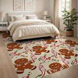Festive Gingerbread Men Candy Cane Area Rug