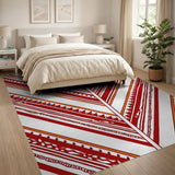 Bold Red Tribal Chevron Area Rug
