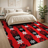 Red Nordic Snowflake Mitten Tribal Rug