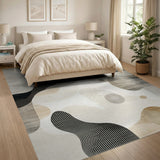Abstract Organic Waves Area Rug in Beige Neutral