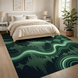 Green Waveform Geometric Area Rug