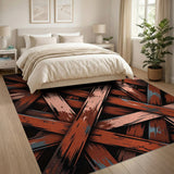 Distressed Red Crisscross Plank Area Rug