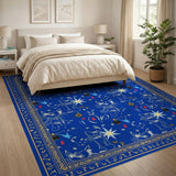 Blue Egyptian Cats Hieroglyph Area Rug