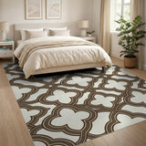 Brown Quatrefoil Trellis Area Rug