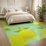 Yellow Vibrant Lemon Slice Fruit Pattern Area Rug