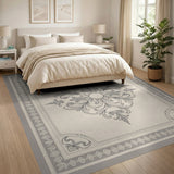 Beige Ornate Filigree Medallion Area Rug