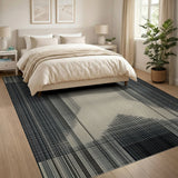 Black White Geometric Crosshatch Area Rug