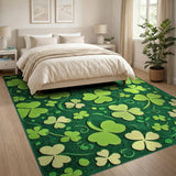 Floral Vintage Vibrant Shamrock Clover Green Area Rug