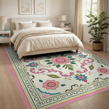 Exquisite Pink Floral Medallion Rug