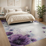 Lush Purple Peony Watercolor Area Rug