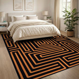 Orange Maze Labyrinth Area Rug
