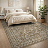 Tan Geometric Heritage Tribal Rug
