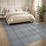 Modern Grey Plaid Woven Area Rug