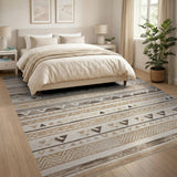 Tan Brown Southwestern Geometric Stripe Rug