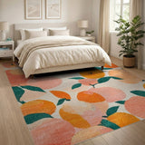 Orange Fruit Pattern Vibrant Orange Fruit Pattern Area Rug