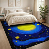 Starry Solar System Kids Cartoon Area Rug