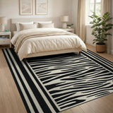 Boho Chic Black and White Black White Zebra Stripe Area Rug