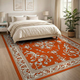 Orange Traditional Persian Floral Area Rug