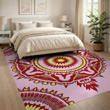 Multi-color and Patterns Vibrant Pink Mandala Floral Area Rug