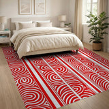 Red Tribal Swirl Area Rug
