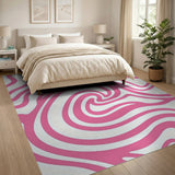 Abstract Area Pink Wavy Pink Abstract Area Rug