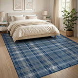 Navy Blue Plaid Area Rug