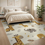 Playful Giraffe Elephant Nursery Rug