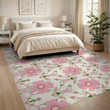 Vintage Pink Floral Pattern Area Rug