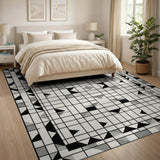 Black White Geometric Area Rug