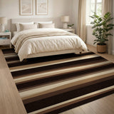 Wavy Brown Tan Striped Area Rug