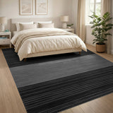 Black and White Black White Distressed Striped Area Rug