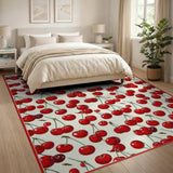 Red Red Cherry Fruit Pattern Area Rug