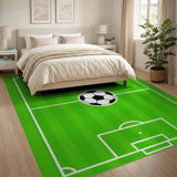 Green Soccer Field Green Area Rug