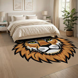 Bold Cartoon Lion Face Area Rug