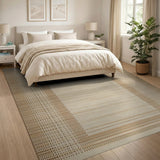 Geometric Modern Beige Framed Woven Area Rug