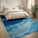 Blue Tie-Dye Wave Abstract Area Rug