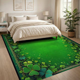 Lucky Clover Vine Border Green Area Rug